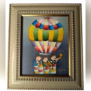 Signed J. Roybal Hot Air Balloon musician oil Painting